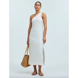 Madewell White Linen Blend One-Shoulder Midi Dress N0624 Size 4 NEW